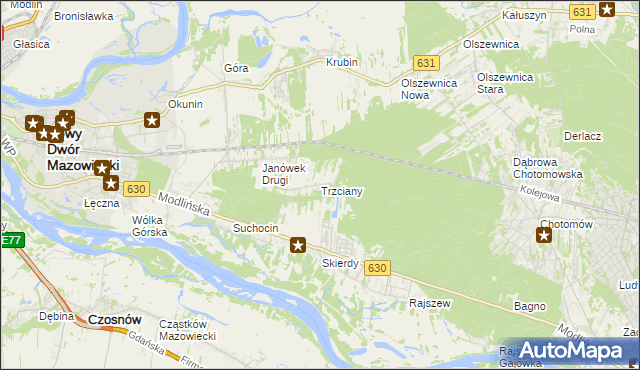 mapa Trzciany gmina Jabłonna, Trzciany gmina Jabłonna na mapie Targeo