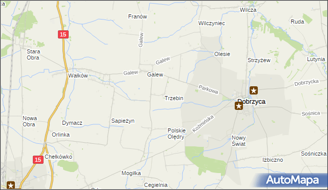 mapa Trzebin gmina Dobrzyca, Trzebin gmina Dobrzyca na mapie Targeo