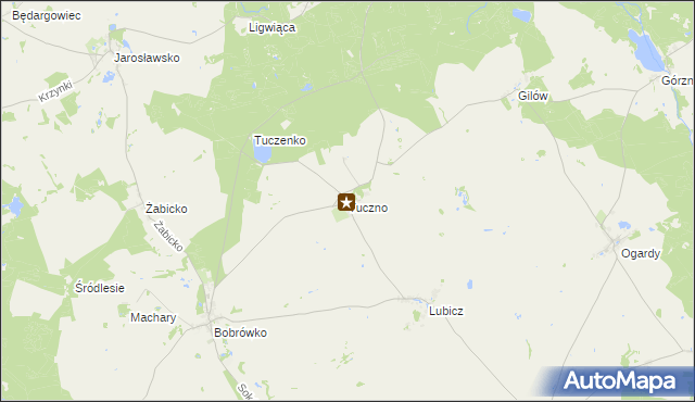 mapa Tuczno gmina Strzelce Krajeńskie, Tuczno gmina Strzelce Krajeńskie na mapie Targeo