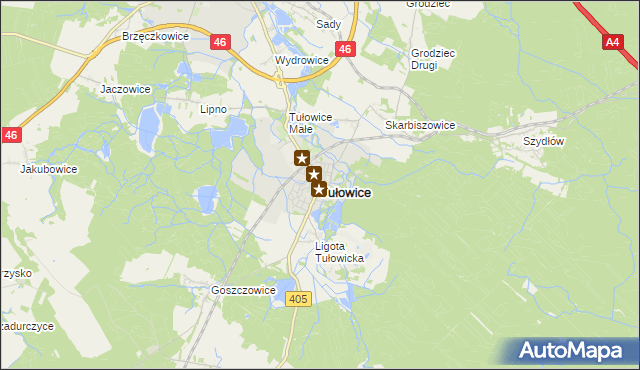 mapa Tułowice powiat opolski, Tułowice powiat opolski na mapie Targeo