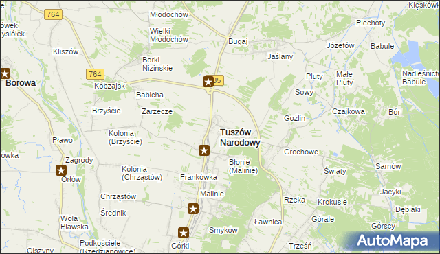 mapa Tuszów Narodowy, Tuszów Narodowy na mapie Targeo