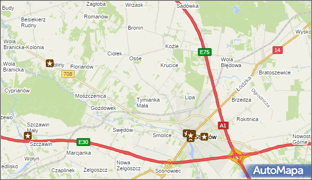 mapa Tymianka gmina Stryków, Tymianka gmina Stryków na mapie Targeo