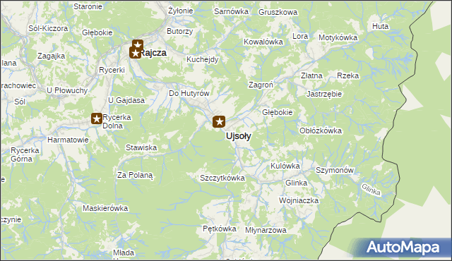 mapa Ujsoły, Ujsoły na mapie Targeo