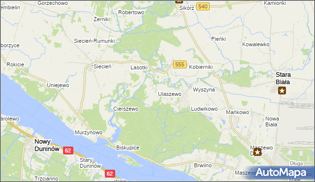 mapa Ulaszewo, Ulaszewo na mapie Targeo
