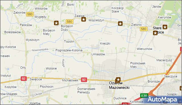 mapa Umiastów, Umiastów na mapie Targeo