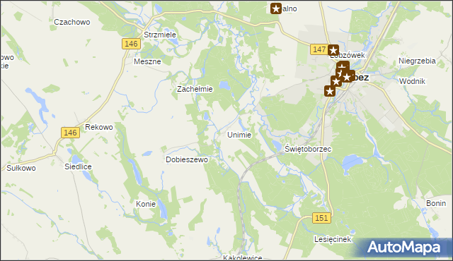 mapa Unimie, Unimie na mapie Targeo