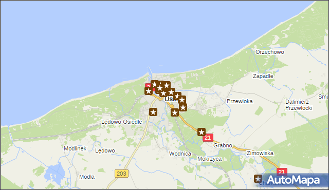 mapa Ustka, Ustka na mapie Targeo