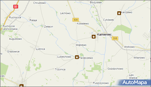 mapa Wąbiewo, Wąbiewo na mapie Targeo