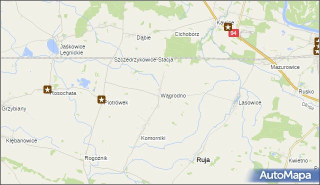 mapa Wągrodno gmina Ruja, Wągrodno gmina Ruja na mapie Targeo