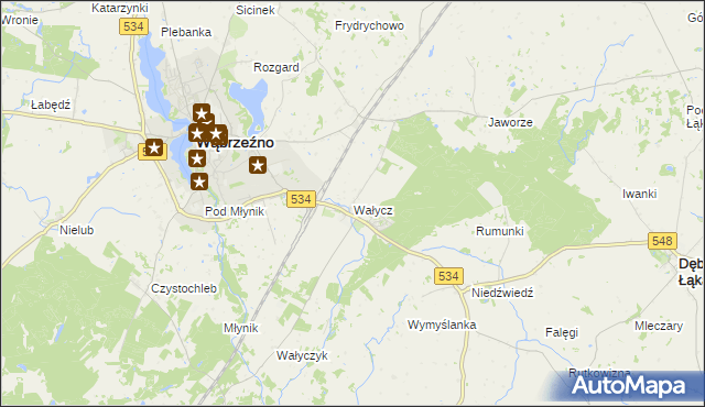 mapa Wałycz, Wałycz na mapie Targeo