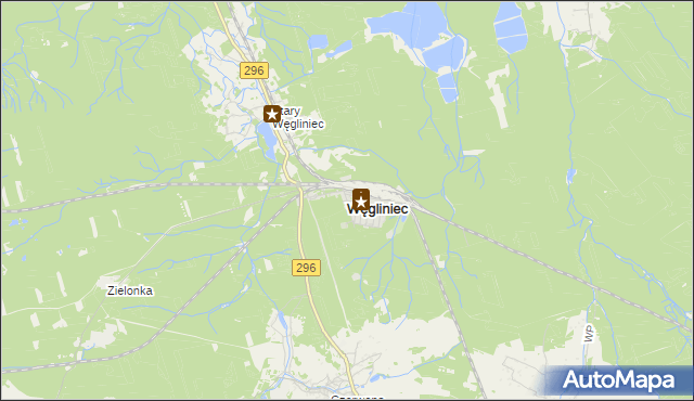 mapa Węgliniec powiat zgorzelecki, Węgliniec powiat zgorzelecki na mapie Targeo