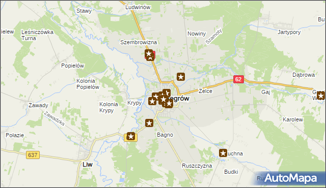 mapa Węgrów, Węgrów na mapie Targeo