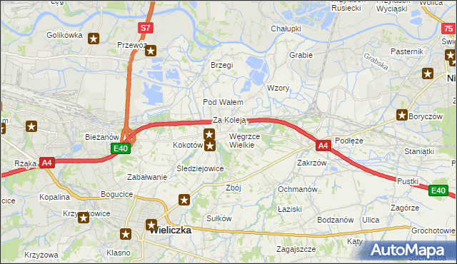 mapa Węgrzce Wielkie, Węgrzce Wielkie na mapie Targeo