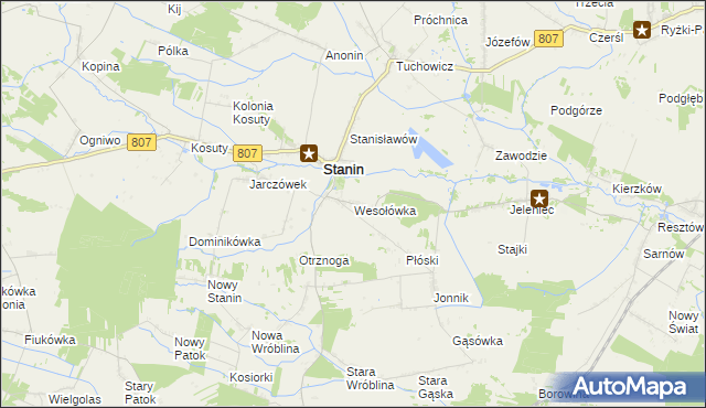 mapa Wesołówka gmina Stanin, Wesołówka gmina Stanin na mapie Targeo
