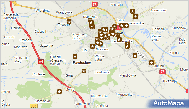 mapa Widna Góra, Widna Góra na mapie Targeo