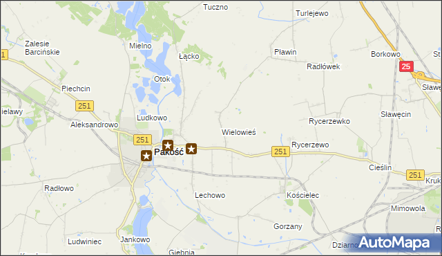 mapa Wielowieś gmina Pakość, Wielowieś gmina Pakość na mapie Targeo