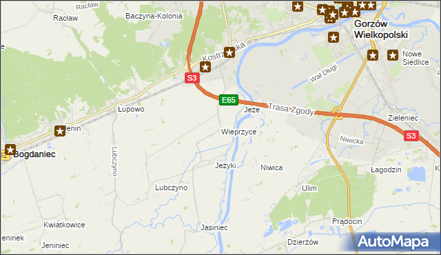 mapa Wieprzyce, Wieprzyce na mapie Targeo