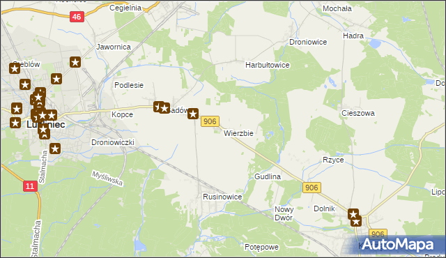 mapa Wierzbie gmina Koszęcin, Wierzbie gmina Koszęcin na mapie Targeo