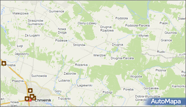 mapa Wierzbie gmina Pierzchnica, Wierzbie gmina Pierzchnica na mapie Targeo