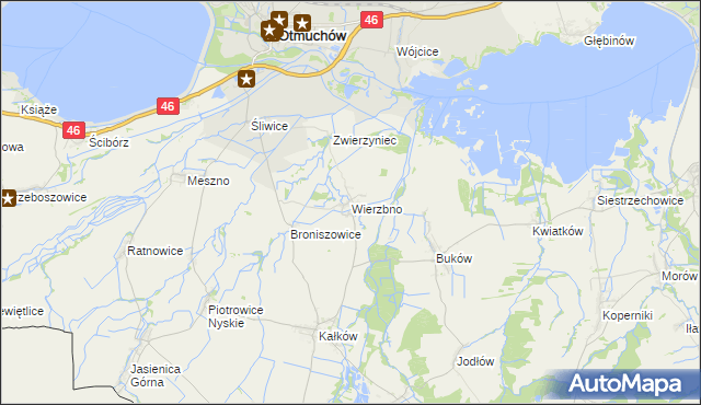 mapa Wierzbno gmina Otmuchów, Wierzbno gmina Otmuchów na mapie Targeo