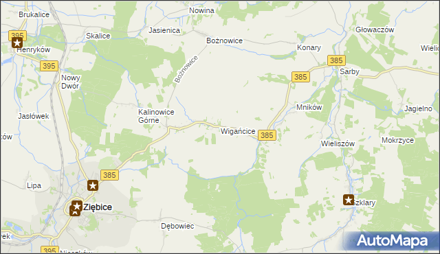 mapa Wigańcice, Wigańcice na mapie Targeo