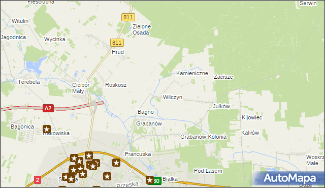 mapa Wilczyn gmina Biała Podlaska, Wilczyn gmina Biała Podlaska na mapie Targeo