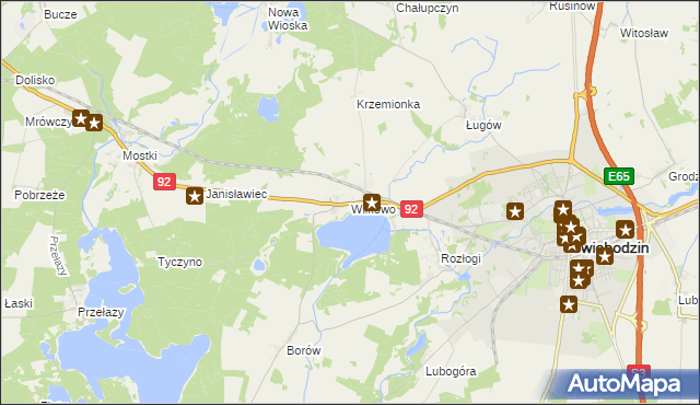 mapa Wilkowo gmina Świebodzin, Wilkowo gmina Świebodzin na mapie Targeo