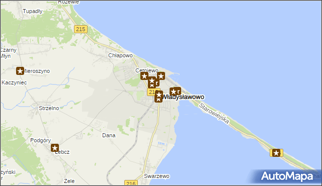 mapa Władysławowo powiat pucki, Władysławowo powiat pucki na mapie Targeo