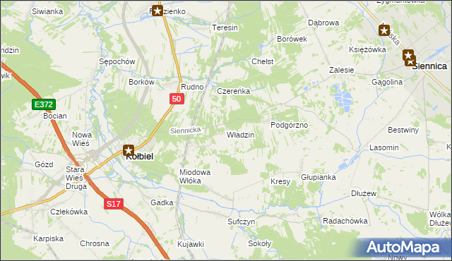 mapa Władzin, Władzin na mapie Targeo