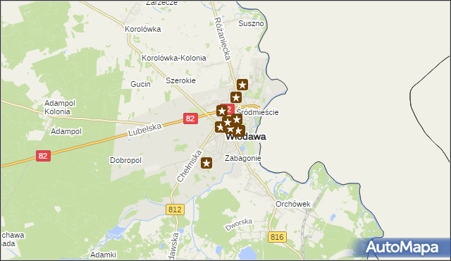 mapa Włodawa, Włodawa na mapie Targeo