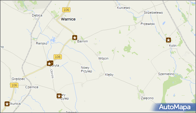 mapa Wójcin gmina Warnice, Wójcin gmina Warnice na mapie Targeo