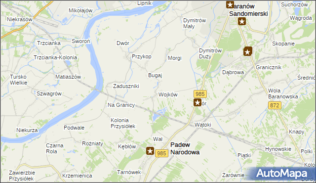 mapa Wojków gmina Padew Narodowa, Wojków gmina Padew Narodowa na mapie Targeo