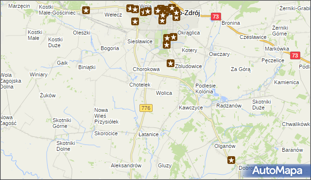 mapa Wolica gmina Busko-Zdrój, Wolica gmina Busko-Zdrój na mapie Targeo