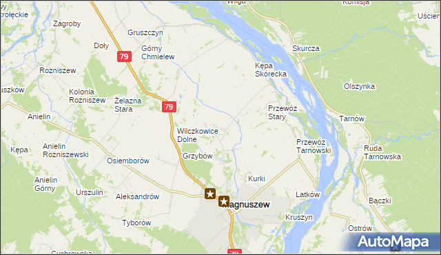 mapa Wólka Tarnowska gmina Magnuszew, Wólka Tarnowska gmina Magnuszew na mapie Targeo