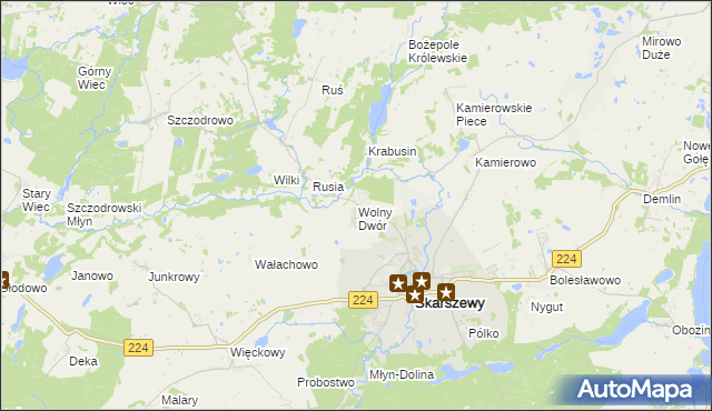 mapa Wolny Dwór, Wolny Dwór na mapie Targeo