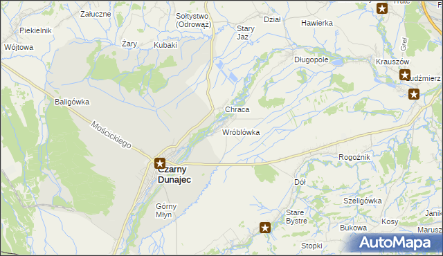 mapa Wróblówka gmina Czarny Dunajec, Wróblówka gmina Czarny Dunajec na mapie Targeo