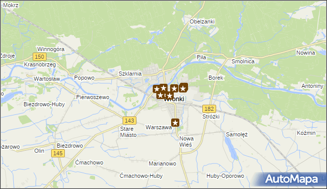mapa Wronki powiat szamotulski, Wronki powiat szamotulski na mapie Targeo