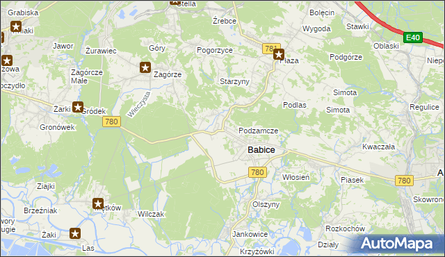 mapa Wygiełzów gmina Babice, Wygiełzów gmina Babice na mapie Targeo