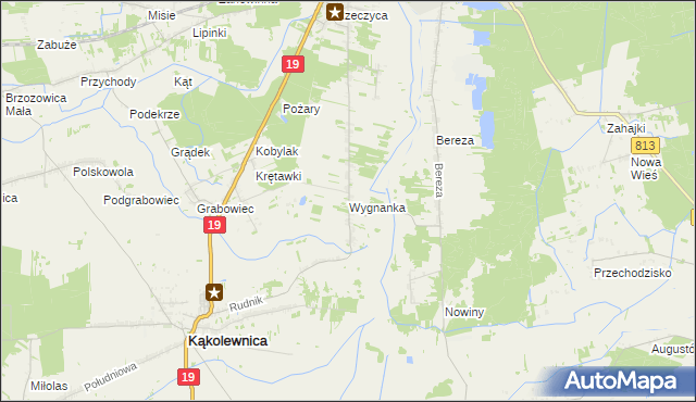 mapa Wygnanka gmina Kąkolewnica, Wygnanka gmina Kąkolewnica na mapie Targeo