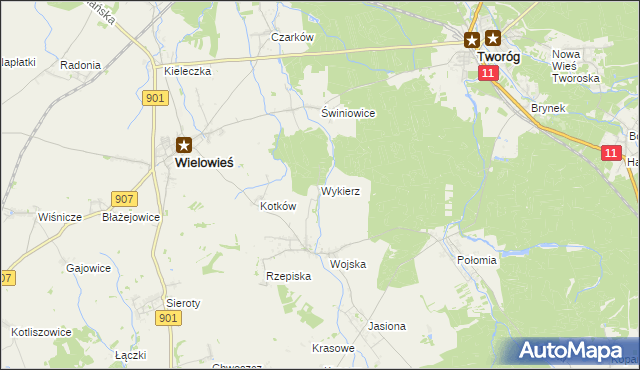 mapa Wykierz, Wykierz na mapie Targeo