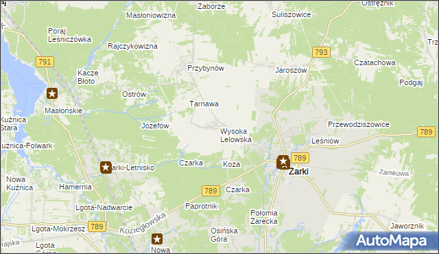 mapa Wysoka Lelowska, Wysoka Lelowska na mapie Targeo