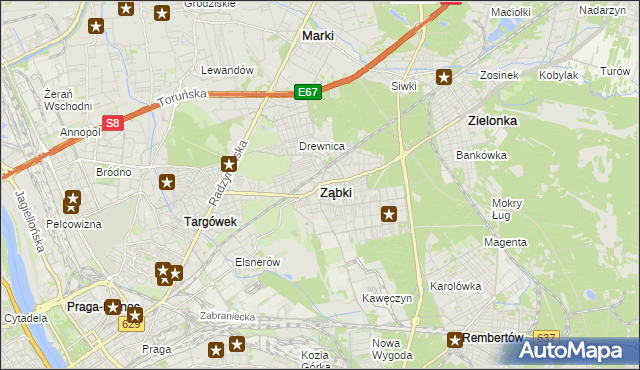 mapa Ząbki powiat wołomiński, Ząbki powiat wołomiński na mapie Targeo