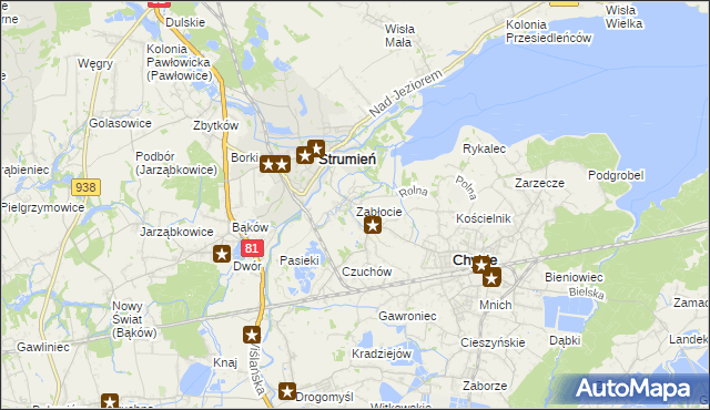 mapa Zabłocie gmina Strumień, Zabłocie gmina Strumień na mapie Targeo