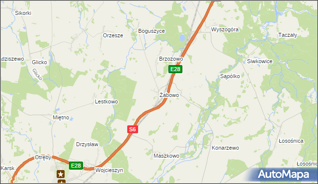 mapa Żabowo gmina Nowogard, Żabowo gmina Nowogard na mapie Targeo