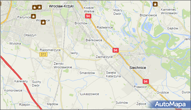 mapa Zacharzyce, Zacharzyce na mapie Targeo