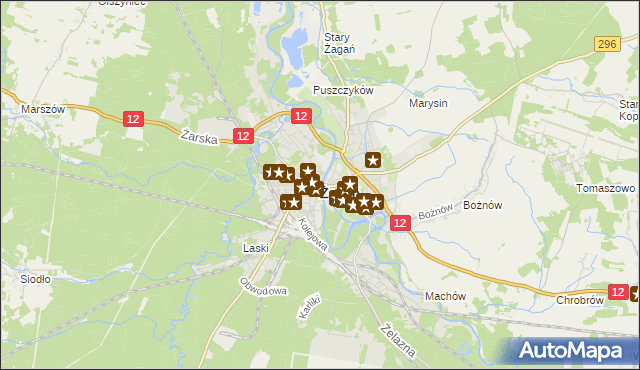 mapa Żagań, Żagań na mapie Targeo