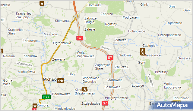 mapa Zagórzyce Dworskie, Zagórzyce Dworskie na mapie Targeo