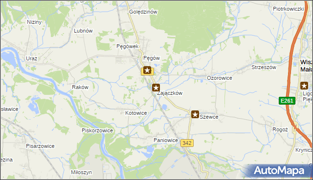 mapa Zajączków gmina Oborniki Śląskie, Zajączków gmina Oborniki Śląskie na mapie Targeo