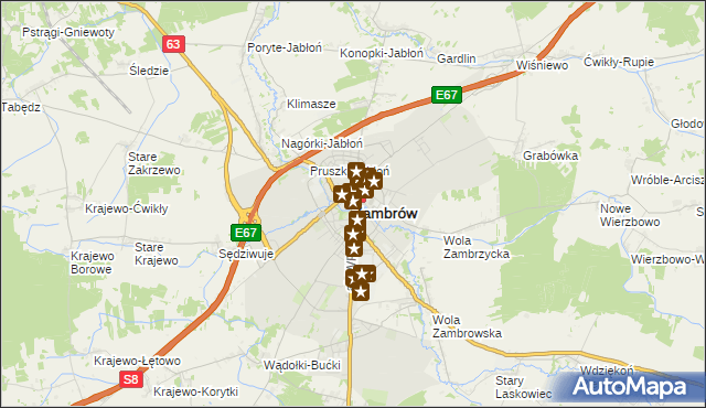 mapa Zambrów, Zambrów na mapie Targeo