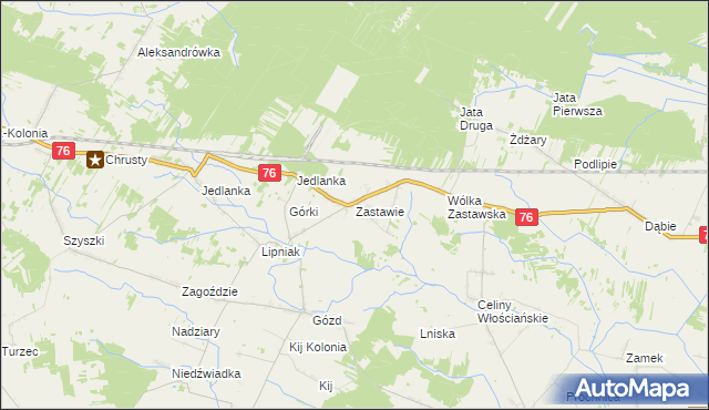 mapa Zastawie gmina Stanin, Zastawie gmina Stanin na mapie Targeo